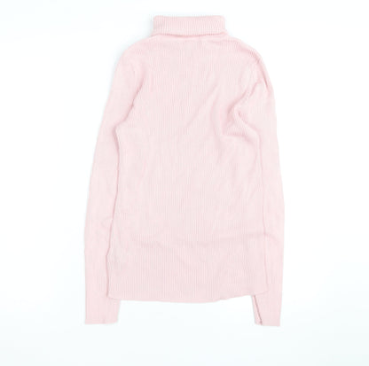 Lauren Ralph Lauren Womens Pink Roll Neck Cotton Jumper Size S