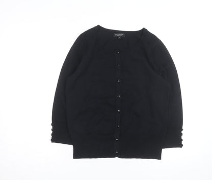 Debenhams Women's Black Size 14 Cotton Blend Crew Neck Cardigan
