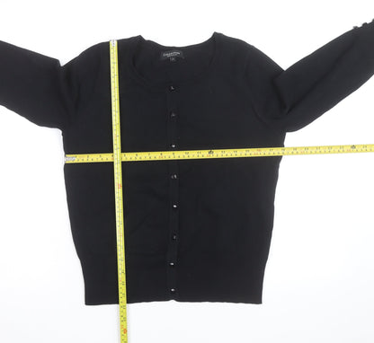 Debenhams Women's Black Size 14 Cotton Blend Crew Neck Cardigan