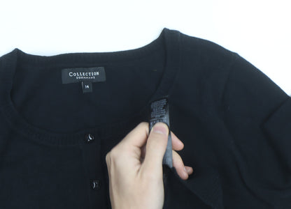 Debenhams Women's Black Size 14 Cotton Blend Crew Neck Cardigan
