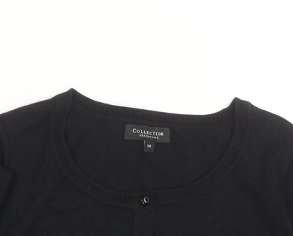 Debenhams Women's Black Size 14 Cotton Blend Crew Neck Cardigan