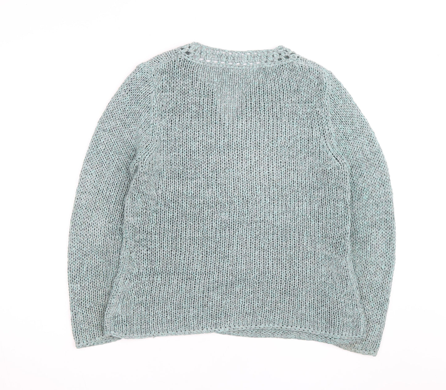 Next Women Blue V-Neck Knit Jumper Size M Cotton Blend