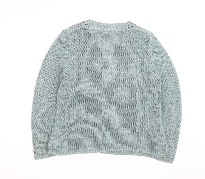 Next Women Blue V-Neck Knit Jumper Size M Cotton Blend