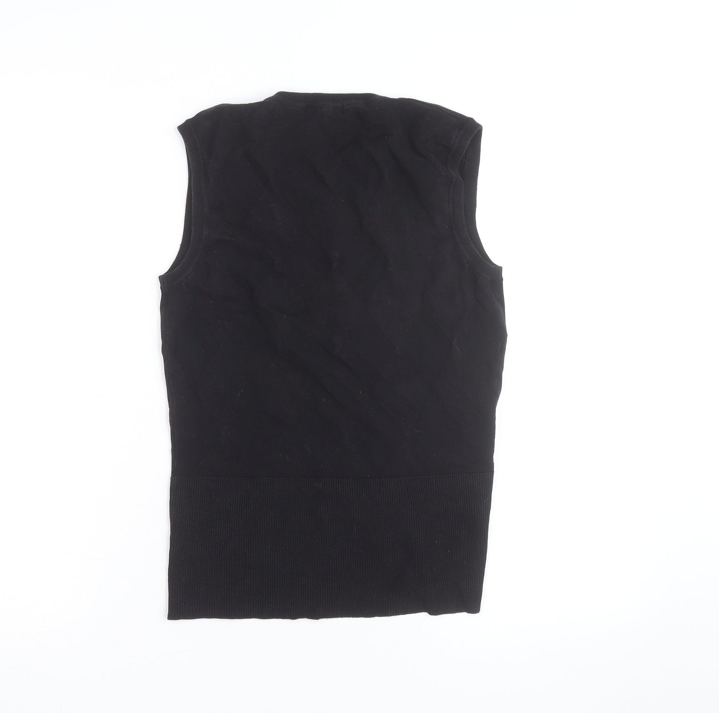 Austin Reed Men's Black Cotton Argyle Sleeveless V-Neck Vest S