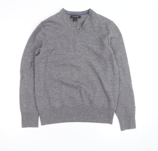 Banana Republic Mens Grey Wool V-Neck Jumper Size M