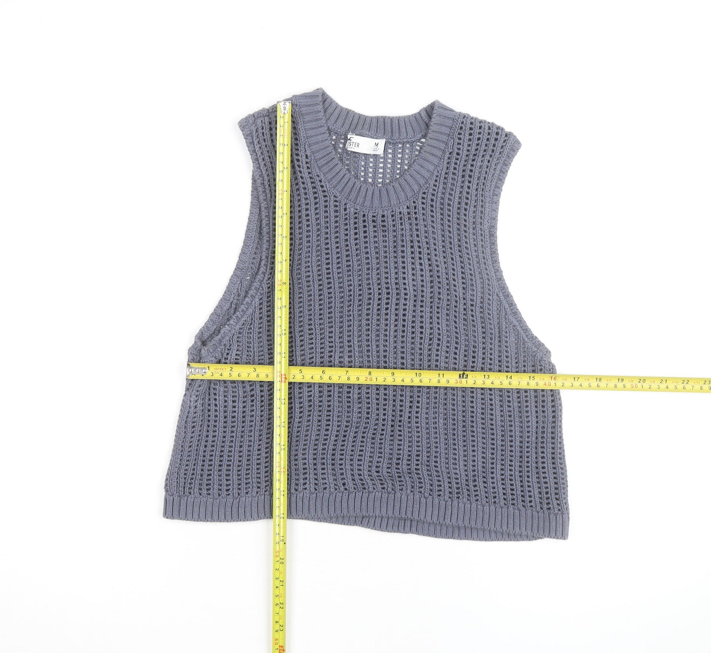 Hollister Womens Grey Sleeveless Open Knit Cotton Vest M
