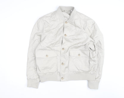 Marks and Spencer Mens Beige Cotton Bomber Jacket Size L Regular Fit