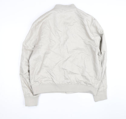 Marks and Spencer Mens Beige Cotton Bomber Jacket Size L Regular Fit