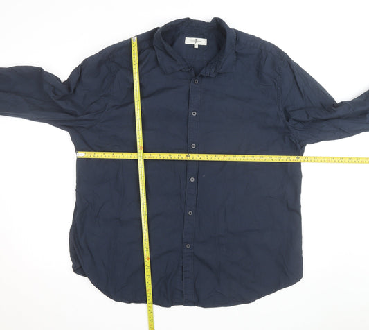 Jasper Conran Men's Navy Cotton Long Sleeve Button-Up Shirt XXL