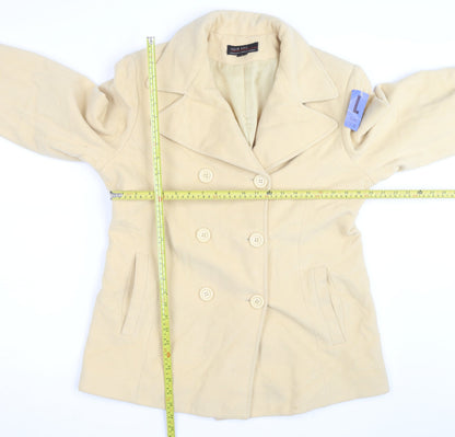 Jason Kole Women's Beige Wool Blend Pea Coat L 12/14 Classic Mid-Length