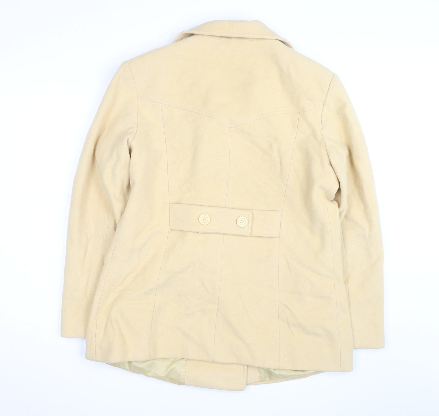 Jason Kole Women's Beige Wool Blend Pea Coat L 12/14 Classic Mid-Length