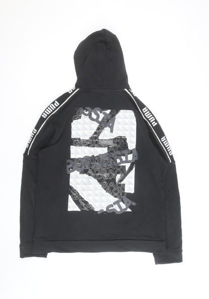 Puma Men's Black Medium Pullover Hoodie with Logo Sports Style