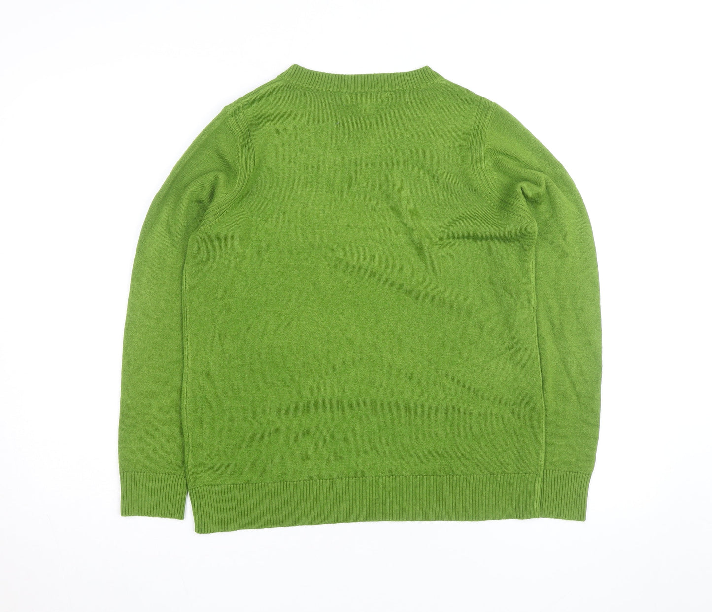 Marks and Spencer Women Green 100% Cashmere Crew Neck Jumper M