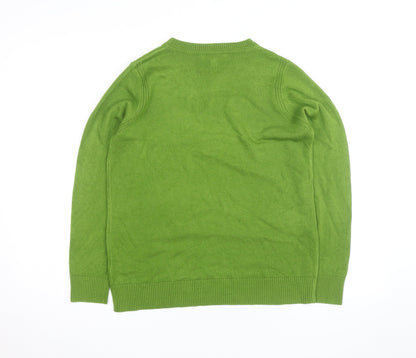 Marks and Spencer Women Green 100% Cashmere Crew Neck Jumper M