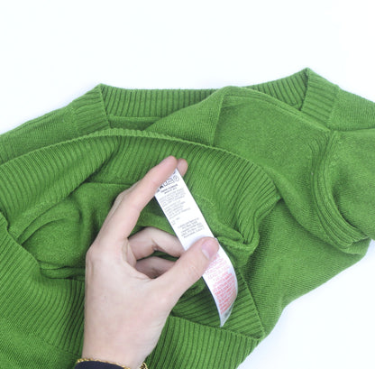 Marks and Spencer Women Green 100% Cashmere Crew Neck Jumper M