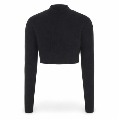 PRETTYLITTLETHING Women's Black XS Mock Neck Cropped Jumper