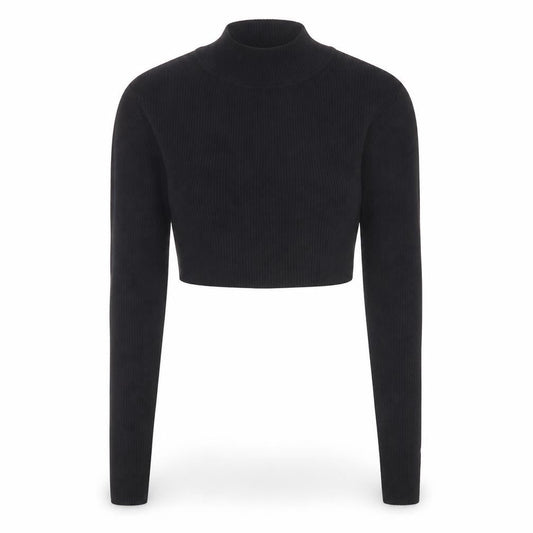 PRETTYLITTLETHING Women's Black XS Mock Neck Cropped Jumper