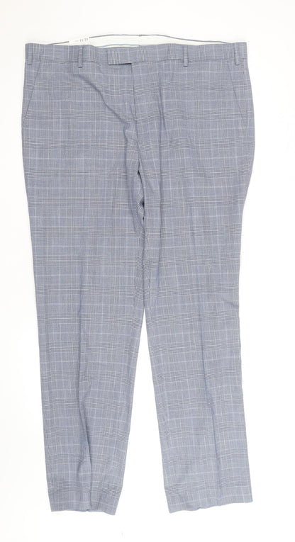 Marks and Spencer Men's Grey Check Regular Fit Dress Trousers 42W 33L