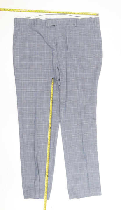 Marks and Spencer Men's Grey Check Regular Fit Dress Trousers 42W 33L