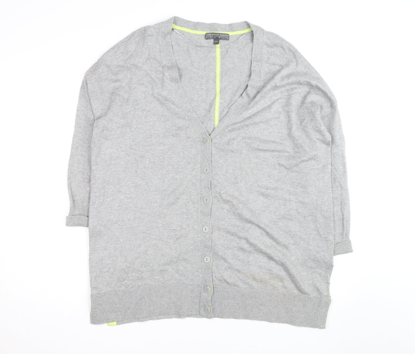 Fenn Wright Manson Grey V-Neck Button Cardigan Women’s Size 18