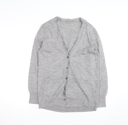Jigsaw Men Grey Wool V-Neck Button Cardigan M