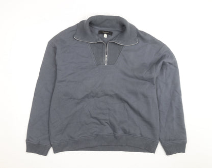 River Island Men's Grey L 1/2 Zip High Neck Sweatshirt