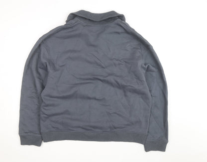 River Island Men's Grey L 1/2 Zip High Neck Sweatshirt
