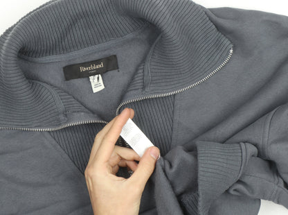 River Island Men's Grey L 1/2 Zip High Neck Sweatshirt