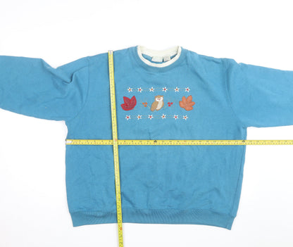 Classic Elements Men's Blue Embroidered Owl Sweatshirt XL