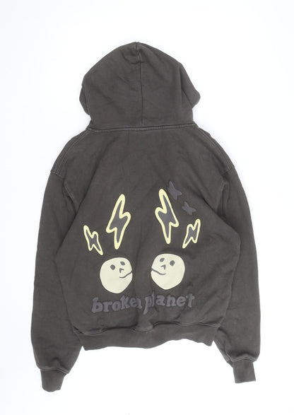 Broken Planet Men's Brown Medium Pullover Hoodie Graphic Print