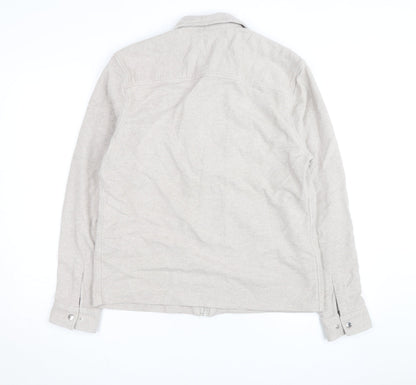 Reiss Men's Beige Wool Blend Zip Jacket L Regular Fit Casual