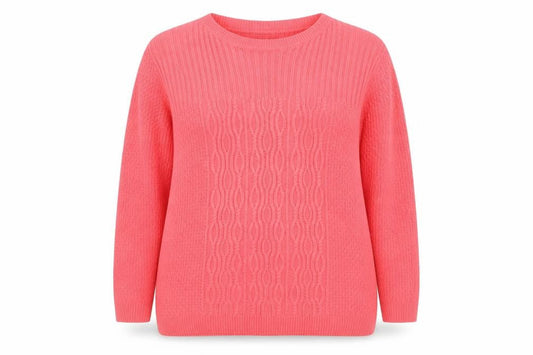 Isle Essentials Women Pink Cable-Knit Acrylic Jumper XL 22-24