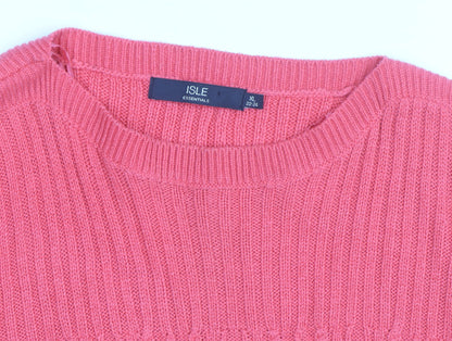 Isle Essentials Women Pink Cable-Knit Acrylic Jumper XL 22-24