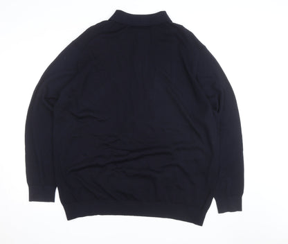 Marks and Spencer Autograph Men’s Black 4XL Merino Wool Long Sleeve Polo