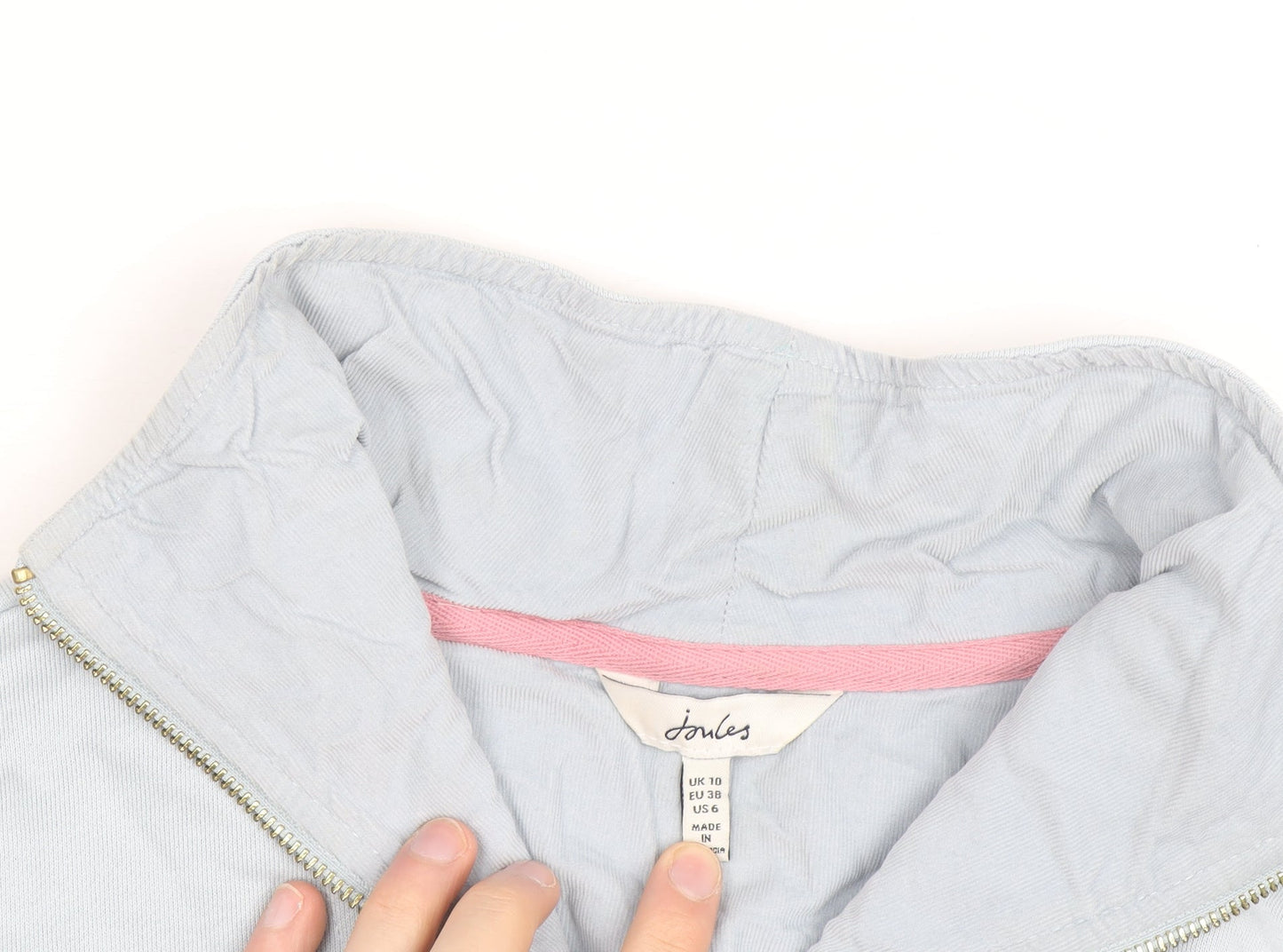 Joules Women Light Blue 1/2 Zip Pullover Sweatshirt UK 10