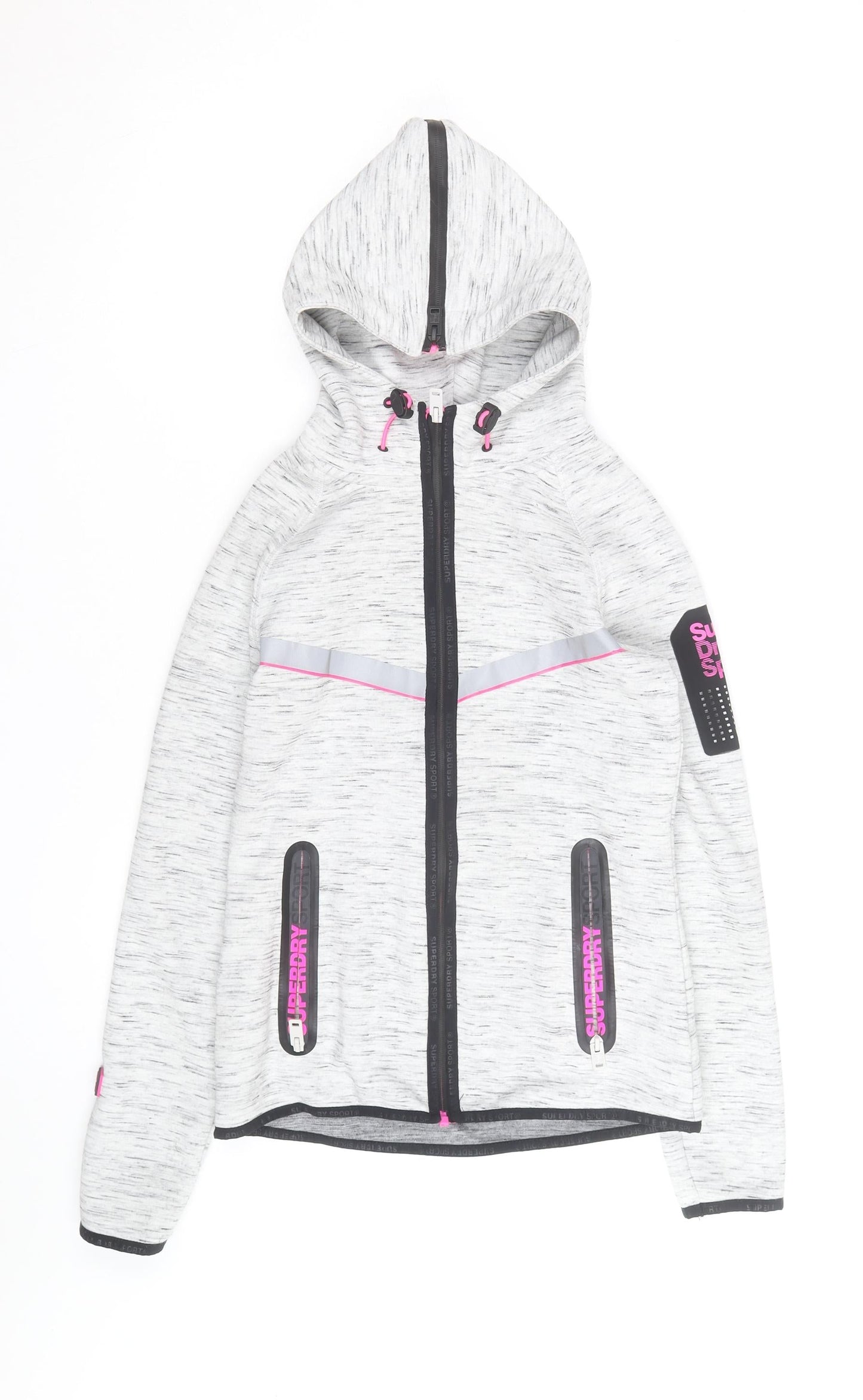 Superdry Women’s Grey XS Track Jacket Hooded Full Zip Activewear