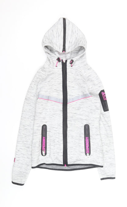 Superdry Women’s Grey XS Track Jacket Hooded Full Zip Activewear