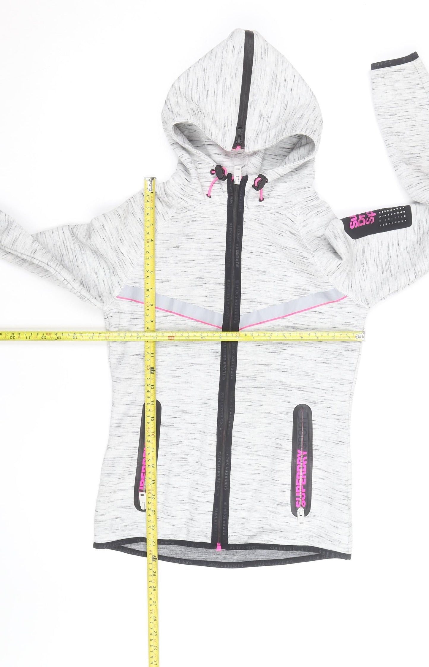 Superdry Women’s Grey XS Track Jacket Hooded Full Zip Activewear