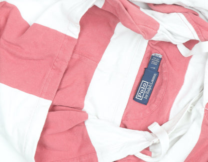 Polo Ralph Lauren Men's Pink & White Striped Pullover Hoodie Size L