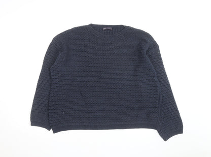 Marks and Spencer Men’s Blue Cotton Blend Waffle Knit Jumper Size L
