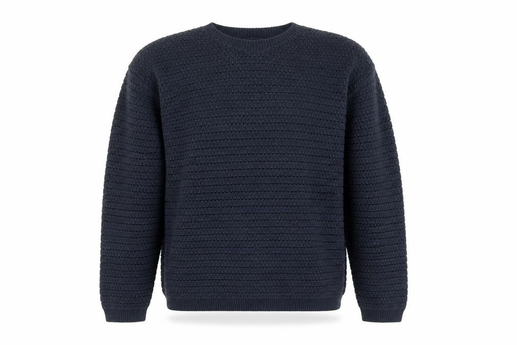 Marks & Spencer Men’s Blue Cotton Blend Waffle Knit Jumper Size L