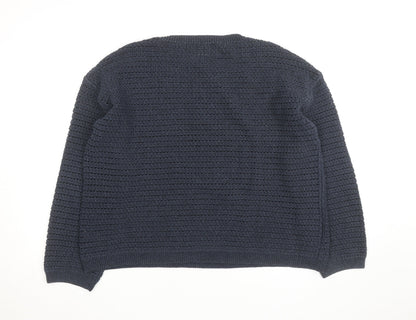 Marks and Spencer Men’s Blue Cotton Blend Waffle Knit Jumper Size L