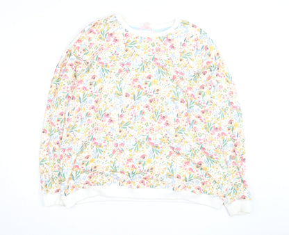 You Are The Club Womens White Floral Pullover Sweatshirt Size M
