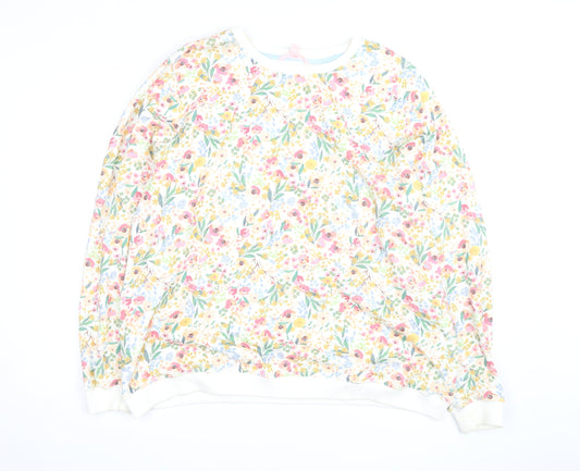 You Are The Club Womens White Floral Pullover Sweatshirt Size M