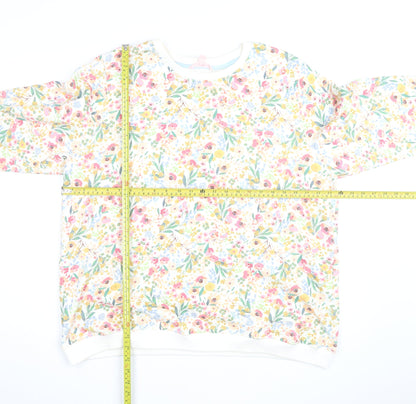 You Are The Club Womens White Floral Pullover Sweatshirt Size M