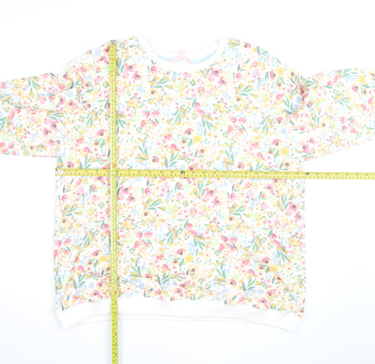 You Are The Club Womens White Floral Pullover Sweatshirt Size M
