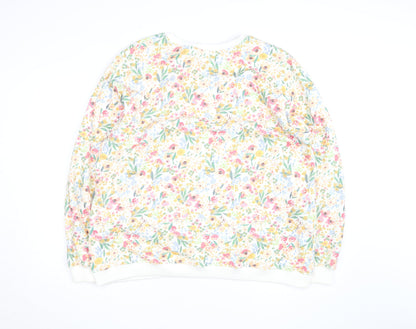 You Are The Club Womens White Floral Pullover Sweatshirt Size M