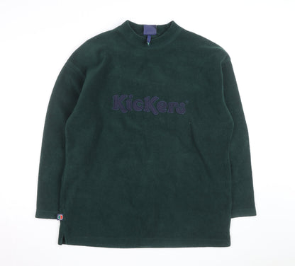 Kickers Men's Green Fleece Pullover Jumper Mock Neck M