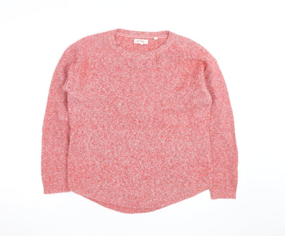 Fat Face Women Pink Crew Neck Chunky-Knit Jumper Size 12