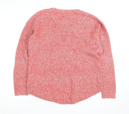 Fat Face Women Pink Crew Neck Chunky-Knit Jumper Size 12